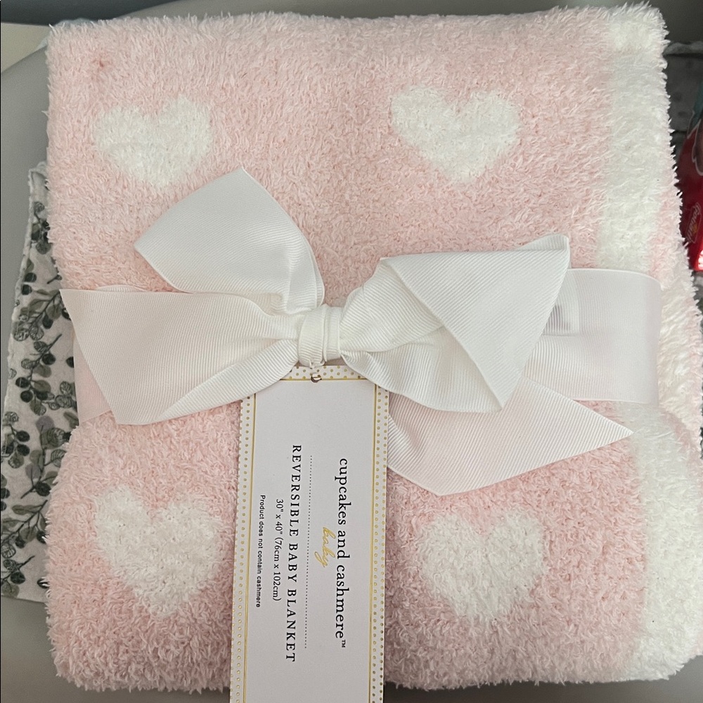 cupcakes & cashmere Baby Blanket in Pink and White